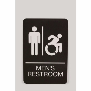 FACILITY MAINTENANCE SUPPLIES | Headline Sign 7775 6 x 9 Men's Restroom ADA Sign - Black Face/White Graphics