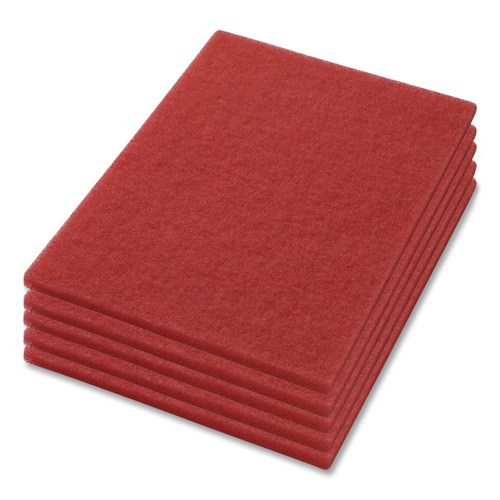 Cleaning & Janitorial Accessories | Americo 40441420 14 in. x 20 in. Buffing Pads - Red (5/Carton) image number 0