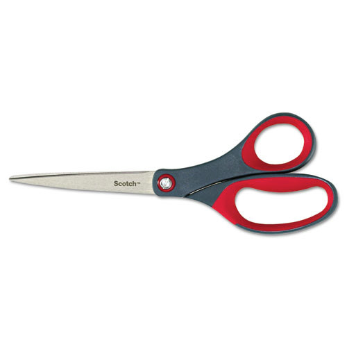 Arts & Crafts Supplies | Scotch 1448 8 in. Long 3.13 in. Cut Length Precision Scissors - Straight Gray/Red Handle image number 0