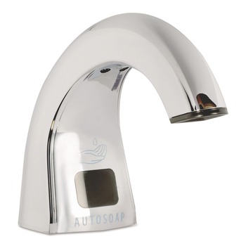 CLEANING AND SANITATION ACCESSORIES | Rubbermaid Commercial FG402073 One Shot 1.9 in. x 5.5 in. x 4 in. Touch Free Liquid Soap Dispenser - Polished Chrome