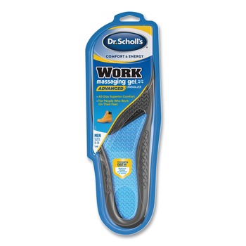 Dr. Scholl's 90000279 Comfort And Energy Work Massaging Gel Insoles - Men Sizes 8 to 14, Black/Blue (1-Pair)