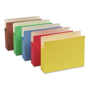 Smead 73892 3.5 in. Expansion Letter Size Colored File Pockets - Assorted Colors (5/Pack)
