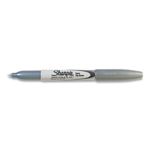 Permanent Markers | Sharpie 39100 Permanent Markers - Fine Bullet Tip/Metallic Silver (1-Dozen) image number 0
