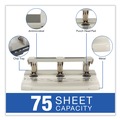 Staple Punches | Swingline A7074550C 9/32 in. Holes 75-Sheet Heavy-Duty High-Capacity Three-Hole Adjustable Punch - Putty/Gray image number 3