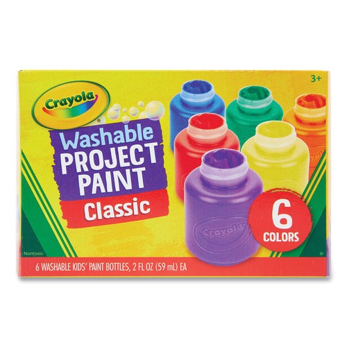 Acrylic & Tempera Paint | Crayola 541204 2 oz Washable Paint - Assorted Colors (6/Set) image number 0