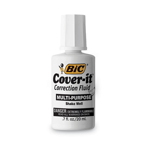 Office & Office Supplies | BIC WOC12 Cover-It 20 milliliter Bottle Correction Fluid - White (1-Dozen) image number 0