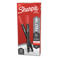 Pens | Sharpie 1742665 Water-Resistant Ink Stick Fine 0.4 mm Porous Point Pen - Red Ink, Black/Red Barrel (1-Dozen) image number 0