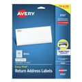 Back to School Sale | Avery 08167 0.5 in. x 1.75 in. Easy Peel Address Labels with Sure Feed Technology for Inkjet Printers - White (80/Sheet, 25 Sheets/Pack) image number 0