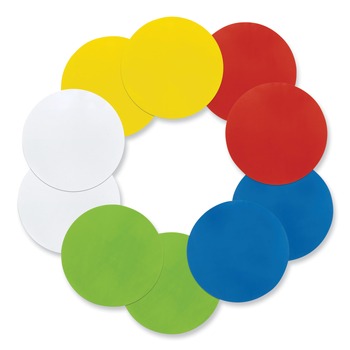 PROJECT AND DISPLAY BOARDS | Pacon PAC9012 10 in. x 10 in. Self Stick Dry Erase Circles - Blue/Green/Red/White/Yellow Surfaces