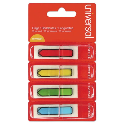 Page Flags | Universal UNV99004 Page Flags - Assorted Colors (35 Flags/Dispenser, 4 Dispensers/Pack) image number 0