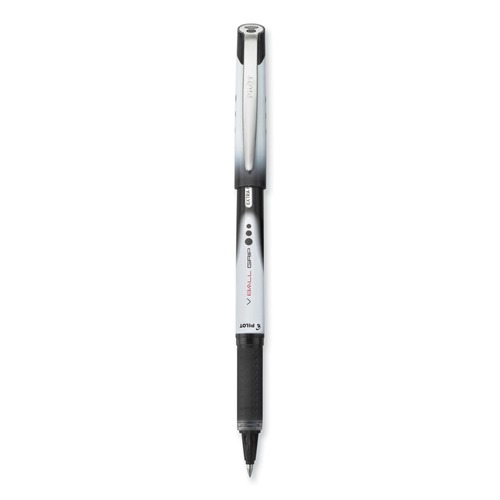 Back to School Sale | Pilot 35470 VBall Grip Liquid Ink Extra-Fine 0.5 mm Rollerball Pen - Black Ink/Black/White Barrel (1-Dozen) image number 0