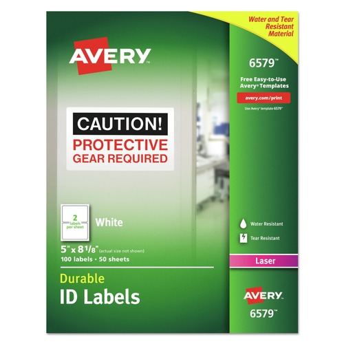 Labels | Avery 06579 5 in. x 8.13 in. Durable Permanent ID Labels with TrueBlock Technology - White (100/Pack) image number 0