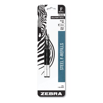  | Zebra 82712 Conical Tip F-Refill for Zebra F-Series Ballpoint Pens - Bold/Black Ink (2/Pack)