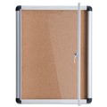 Bulletin Boards | MasterVision VT630101690 28 in. x 38 in. Slim-Line Enclosed Cork Bulletin Board with One Door - Tan Surface/Satin Aluminum Frame image number 1