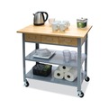 Office Filing Cabinets & Shelves | Vertiflex VF53039 3 Shelves 3 Drawers 35.5 in. x 19.75 in. x 34.25 in. Wood Countertop Serving Cart - Oak/Gray image number 1