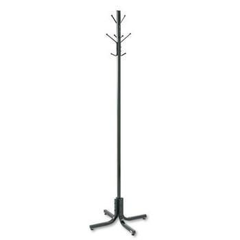 STORAGE AND ORGANIZATION | Safco 4163BL 21w x 21d x 70h Four Ball-Tipped Double-Hooks Metal Costumer - Black