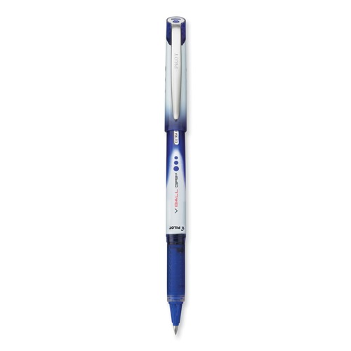 Pens | Pilot 35471 Extra-Fine 0.5 mm Stick Blue Ink VBall Grip Liquid Ink Roller Ball Pen - Blue/White Barrel (1-Dozen) image number 0
