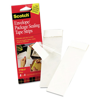 Scotch 3750P 2 in. x 6 in. Envelope/Package Sealing Tape Strips - Clear (50/Pack)