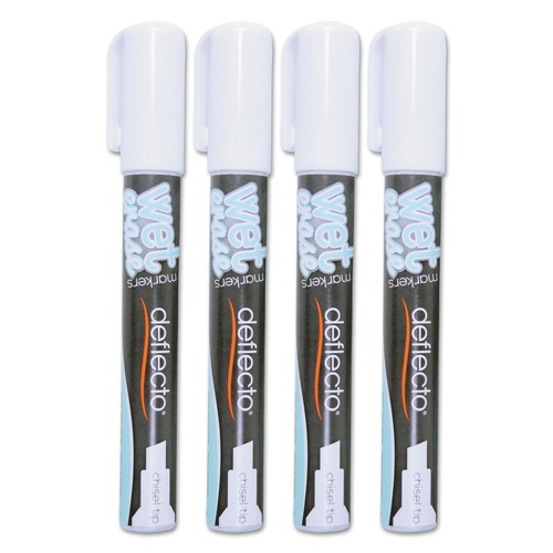 Back to School Sale | Deflecto SMA510-V4-WT Wet Erase Markers with Medium Chisel Tip - White (4/Pack) image number 0
