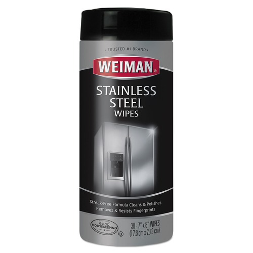 All-Purpose Cleaners | WEIMAN 92A 1-Ply 7 in. x 8 in. Stainless Steel Wipes - White image number 0