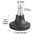 Office Chair Casters | Master Caster 70178 2 in. x 1.38 in. Glide Grip Ring Type B Stem Low Profile Bell Glides - Matte Black (5/Set) image number 0