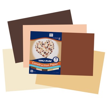 ART AND CRAFT PAPER | Pacon P102950 Tru-Ray 12 x 18 70 lb. Text Weight Construction Paper - Assorted Skin Tone Colors (50/Pack)