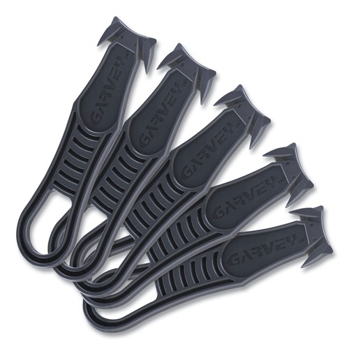 Box Cutters & Utility Knives | Garvey 091459 4 in. Plastic Handle Safety Cutter Box Cutter Knife with Double Shielded Blade - Black (5/Pack) image number 0