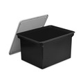 File Folders | Storex 61528U01C 18.5 in. x 14.25 in. x 10.88 in. Plastic Letter/Legal File Tote - Black/Clear image number 1