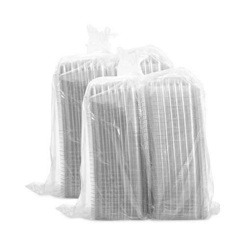 Food Trays, Containers, and Lids | Dart C89PST1 ClearSeal 8.31 in. x 8.31 in. x 2 in. Hinged-Lid Plastic Containers - Clear (250/Carton) image number 0