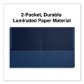 Binders | Universal UNV56638EE 11 in. x 8.5 in. Embossed Leather Grain Paper 2-Pocket Portfolio - Dark Blue (25/Box) image number 3