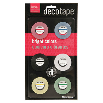 OFFICE AND OFFICE SUPPLIES | Chartpak DEC001 Deco Bright 0.13 in. x 27 ft. 1 in. Core Decorative Tape - Assorted Colors (6/Pack)