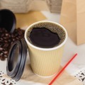 Cups and Lids | Karat C-KRC508 8 oz Ripple Hot Cups - Kraft/White (500/Carton) image number 3