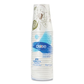 Dixie 2338WS Pathways 8 oz. Paper Hot Cups (25/Pack)