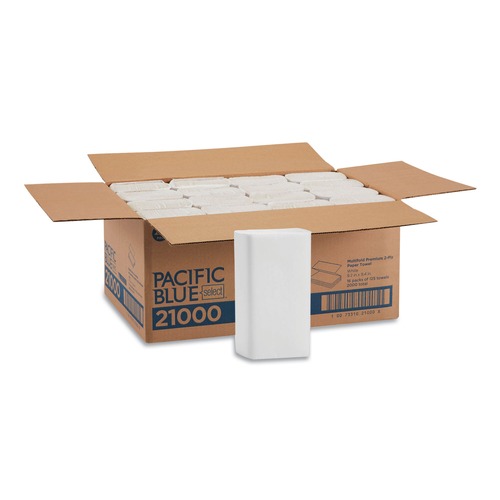 Just Launched | Georgia Pacific Professional 21000 9.2 in. x 9.4 in. 2 Ply Blue Select Multi-Fold Paper Towel - White (2000/Carton) image number 0