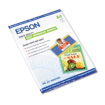 PHOTO PAPER | Epson S041106 8.38 in. x 11.75 in. Photo-Quality Self Adhesive Paper - Matte White (10/Pack)