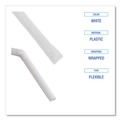 Cutlery | Boardwalk BWKFSTW775W25 7.75 in. Flexible Plastic Wrapped Straws - White (20/Carton) image number 6