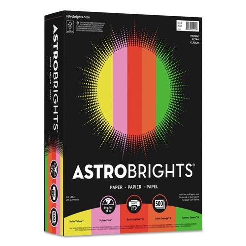 Cover & Cardstock | Astrobrights 21224-01 8.5 in. x 11 in. 24 lbs Bond Weight Color Paper - Assorted Vintage Colors (1-Ream) image number 0
