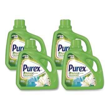 Purex 24200 01134 150 oz. Bottle Linen and Lilies Ultra Natural Elements He Liquid Detergent (4/Carton)