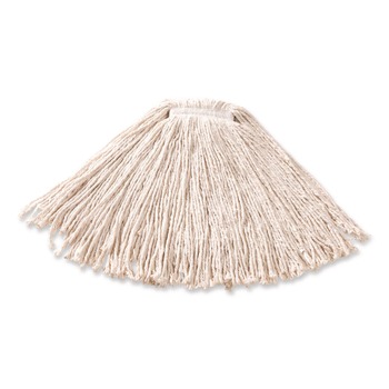 Rubbermaid Commercial FGF11600WH00 12-Piece 16 oz. Premium Cut-End Cotton Wet Mop Head with 1 in. Orange Band (White)