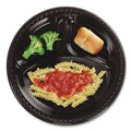  | Chinet 81430 10.25 in. Diameter Heavyweight Plastic 3-Compartment Plates - Black (500/Carton) image number 4