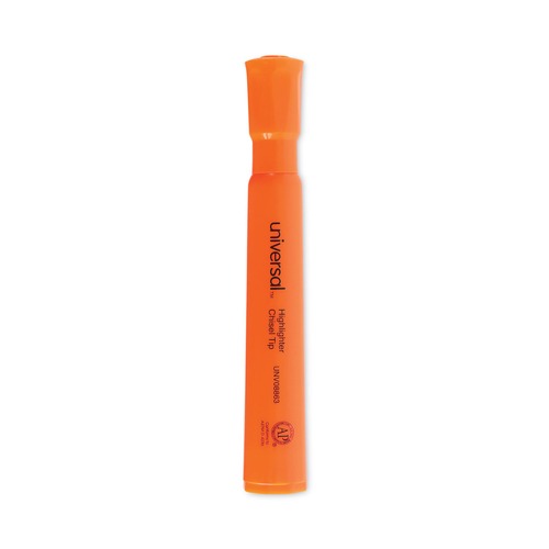 Highlighters | Universal UNV08863 Fluorescent Ink Chisel Tip Desk Highlighters - Orange (1 Dozen) image number 0