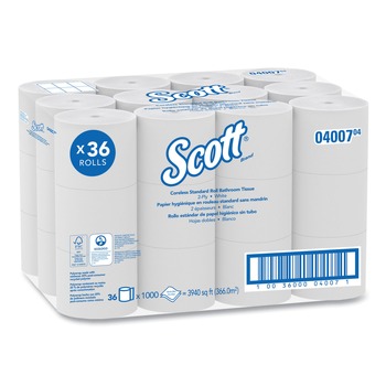 Scott 04007 Essential Coreless SRB Septic Safe 2-Ply Bathroom Tissue - White (36/Carton)