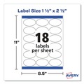 Back to School Sale | Avery 22804 1.5 in. x 2.5 in. Oval Labels with Sure Feed and Easy Peel - Glossy White (180/Pack) image number 1