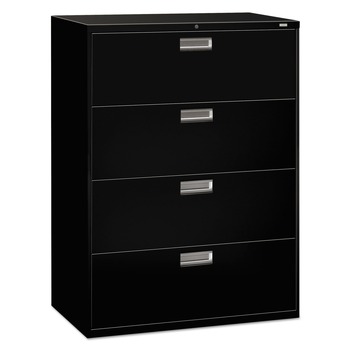 HON H694.L.P Brigade 600 Series 42 in. x 18 in. x 52.5 in. 4 Legal/Letter-Size File Drawers Lateral File Cabinets - Black