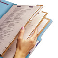 File Folders | Smead 14094 8 SafeSHIELD Fasteners 3 in. Expansion 3 Dividers Letter Size Pressboard Top Tab Classification Folders - Blue (10/Box) image number 3