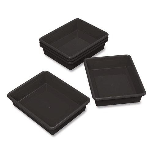 Boxes & Bins | Storex 62516U05C Storage Tray, Flat, 0.8 gal, 10.65-in x 10.65-in x 2.96-in, Black, 5/Pack image number 0