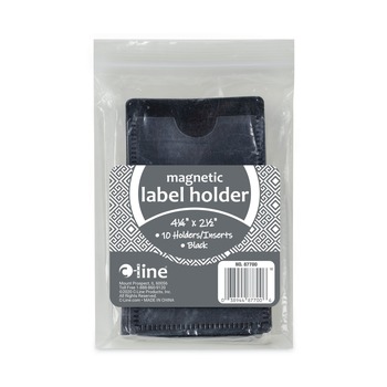 JUST LAUNCHED | C-Line 87700 4.25 in. x 2.5 in. Slap-Stick Side-Load Magnetic Label Holders - Black (10/Pack)