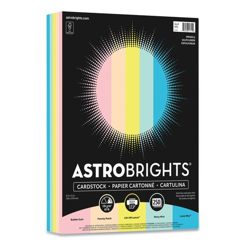 Copy & Printer Paper | Astrobrights 91715-01 65 lbs. Cover Weight 8.5 in. x 11 in. Color Cardstock - Assorted Colors (250/Pack) image number 0