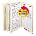 File Folders | Smead 26835 2 in. Expansion 6-Fastener End Tab Classification Folders - Letter Size/Manila Exterior (10/Box) image number 1