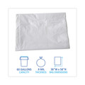 Trash & Waste Bins | Boardwalk H7658TWK 38 in. x 58 in. 60 gal. 0.9 mil Linear Low Density Industrial Can Liners - White (100/Carton) image number 1